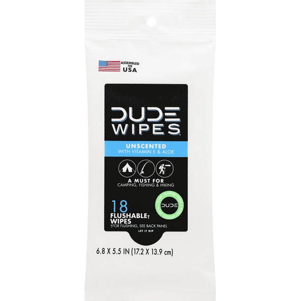 Dude Wipes Unscented Flushable Wipes 18Ct