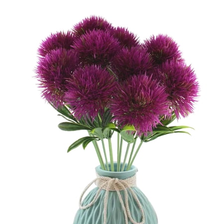 15 Pcs Dandelion Artificial Flowers Plants Bouquet Plastic Flower for Home Decoration/Wedding Decor (Purple)
