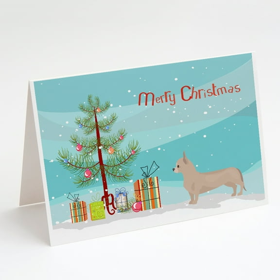 Tan Chiweenie Christmas Tree Greeting Cards and Envelopes Pack of 8