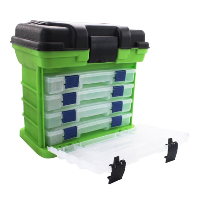 Cofre de herramientas de plástico resistente Speravity con cuatro cajones verde