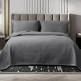 thumbnail image 5 of 3 Pieces Bedspread Set, Soft Reversible Microfiber Bed Spread Coverlet for All Season, 86.6''94.5'' Queen Size Quilt and 2 Shams,Dark Grey, 5 of 6