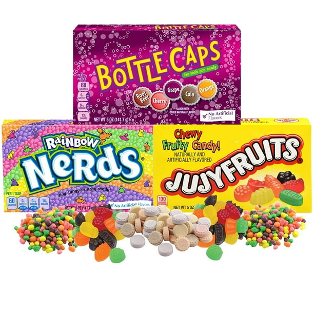 Nostalgia Candy Movie Theater Box Kit, Nerds, Bottle Caps and