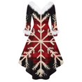 thumbnail image 4 of Christmas Dresses for Women Women's Fashion V-neck Casual Fit Christmas Print Party Long Sleeve Dress with Fur for Festive Occasion,Deep Red,5XL, 4 of 5