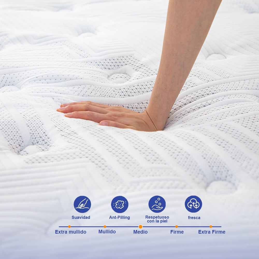 CTQC 12 King Mattress Cooling Gel Memory Foam Hybrid Mattress Medium-Firm Breathable Pressure Relief White Black Rim Mattress CertiPUR-US Certified Mattress with individually Pocket Springs