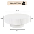 thumbnail image 5 of Noble House 31.5" Round Fluted Drum Coffee Table, Solid Wood Modern Center Table for Living Room, Retro White, 5 of 9