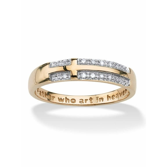 PalmBeach Jewelry Diamond Accent 10k Yellow Gold Lord's Prayer Cross Ring