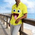 thumbnail image 5 of Maqroz Men's Plus Size Button Down Shirt Short Sleeve Funny Face Graphic Shirts Casual Summer Holiday Vacation Beach Hawaiian Top Novelty Graphic Tops, 5 of 6