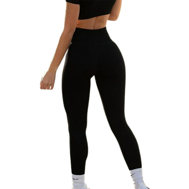 Bebiullo Butt Lifting Anti Cellulite Leggings for Women High Waisted Yoga  Pants Workout Tummy Control Sport Tights Black L