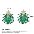 thumbnail image 5 of MYCUTEY Christmas Tree Earrings For Women Green Tubes Tassel Tree Dangle Earrings CZ Star Studs, 5 of 7