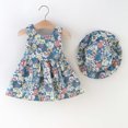 thumbnail image 2 of Coerni Toddler Baby Girls Sleeveless Sundress Girls Tutu Dress Bow Floral Print Princess Dress with Hat Beach Summer Outfits, 2 of 8