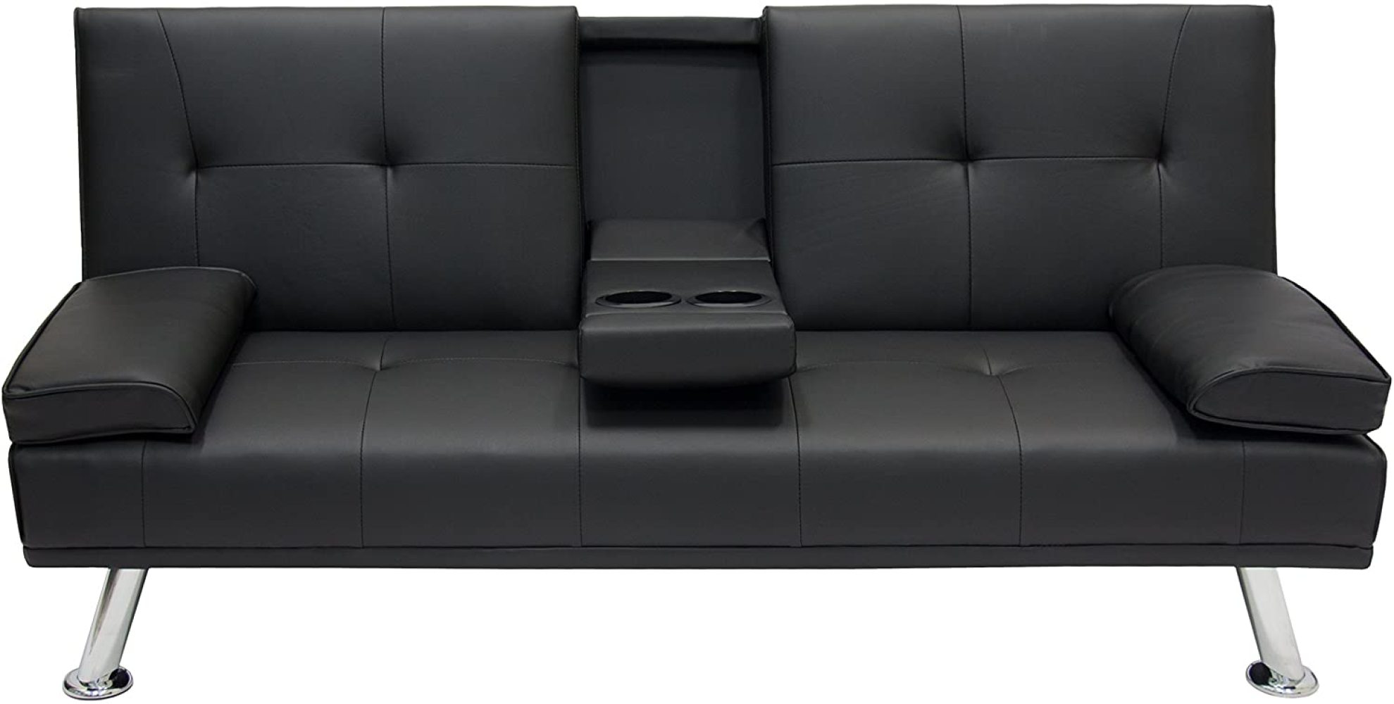 TaliaPosy Entertainment Furniture Futon Sofa Bed Fold Up Down Recliner Couch Cup Holders