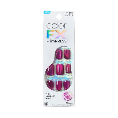 KISS imPRESS Color FX  Short Square Oval Press-on Nails, Pink, 30 Pieces