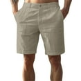 thumbnail image 2 of TQWQT Men's Linen Shorts Beach Shorts Elastic Waist Breathable Big and Tall Shorts Dressy Casual Vacation Shorts with Pockets Khaki 2XL, 2 of 9