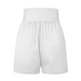 thumbnail image 4 of USSUMA Running Shorts for Women Solid Color Pleated Elastic Band Comfortable And Fashionable with Pocket High Waist Beach Shorts Lightweight Short Pants Straight Pants Linen Summer Shorts White L, 4 of 4