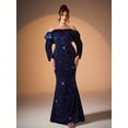 thumbnail image 2 of AURA Plus Size Sequin Evening Dress One Shoulder Mermaid Formal Gown 0XL 4XL, 2 of 8