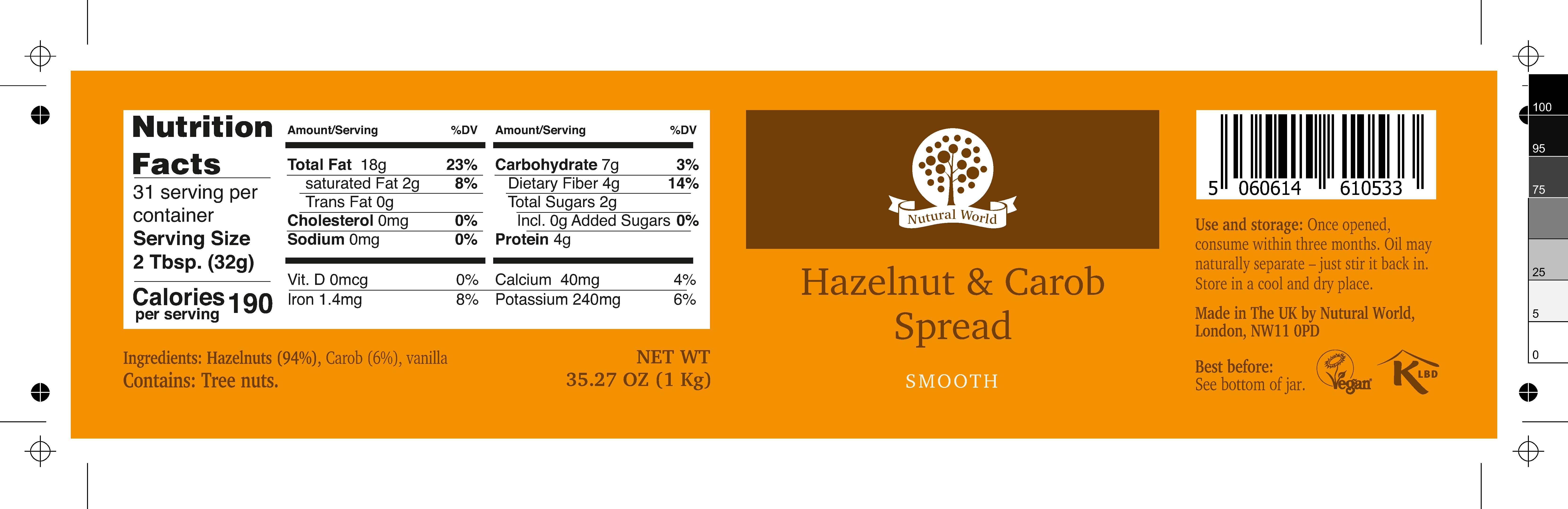 Nutural World Smooth Hazelnut and Carob Spread 35.27 oz