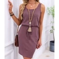 thumbnail image 4 of Women'S Waffle Knit Tank Dress Sleeveless Square Neck Casual Summer Outfit Brick Red S, 4 of 9