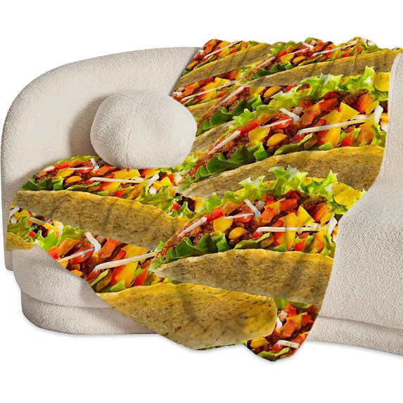 Taco Blanket Taco Tuesday Throw Blankets for Girls Boys Funny Tacos Fleece Cozy Throws Warm Soft Fuzzy Mexican Food Plush Stuff for Bedding Sofa Bed Decor Gifts for Taco Lovers Kids Men Women 50"x40"