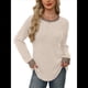 thumbnail image 3 of Camisas de Larga para Mujer, Suéteres, Conjuntos de Otoño, Bloques de Color, Ropa de Invierno, Elegantes, Informales, Suaves. Albaricoque L, 3 of 7