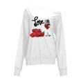 thumbnail image 4 of Women's Casual Long Sleeve Top With Off Shoulder Design And Red Rose Pattern Womens Layering Top Women Swim Womens plus Size Fall Tops Women plus Size Tops Exercise Tops for Women plus Size Tunic Tops, 4 of 4