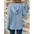 thumbnail image 4 of UoCefik Grey Sweatshirt for Women Fall Waffle Knit V Neck Buttons Hoodie Fashion Casual Long Sleeve Drawstring Pullover Cute Hooded Trendy Shirt Sky Blue S, 4 of 6