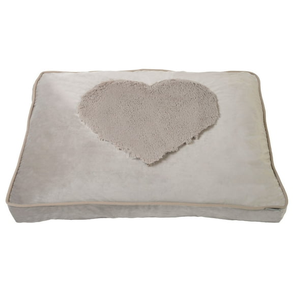 Precious Tails Plush Velvet Heart Fur Applique Pillow Pet Bed