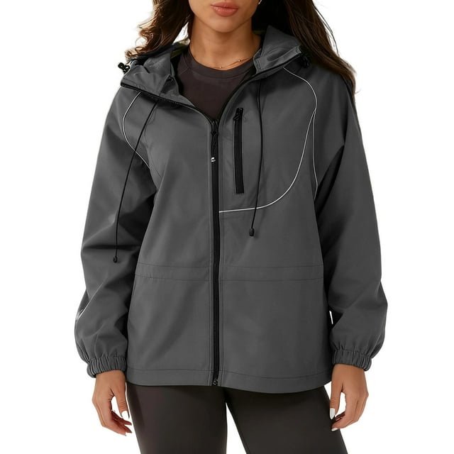 Vestes pour Femmes, Veste de Ski Coupe-Vent Imperméable Réfléchissante à Rayures Isolée Doublée avec Fermeture Éclair, Veste pour Femmes