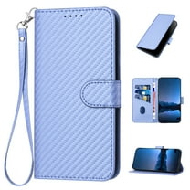 Allytechgroup for Samsung Galaxy A16 5G Case Wallet, Samsung A16 5G Case, Carbon Fiber Flip Stand Cards Slots Mangetic Closure Hand Wrist Phone Case Cover for Samsung Galaxy A16 5G, Lightpurple
