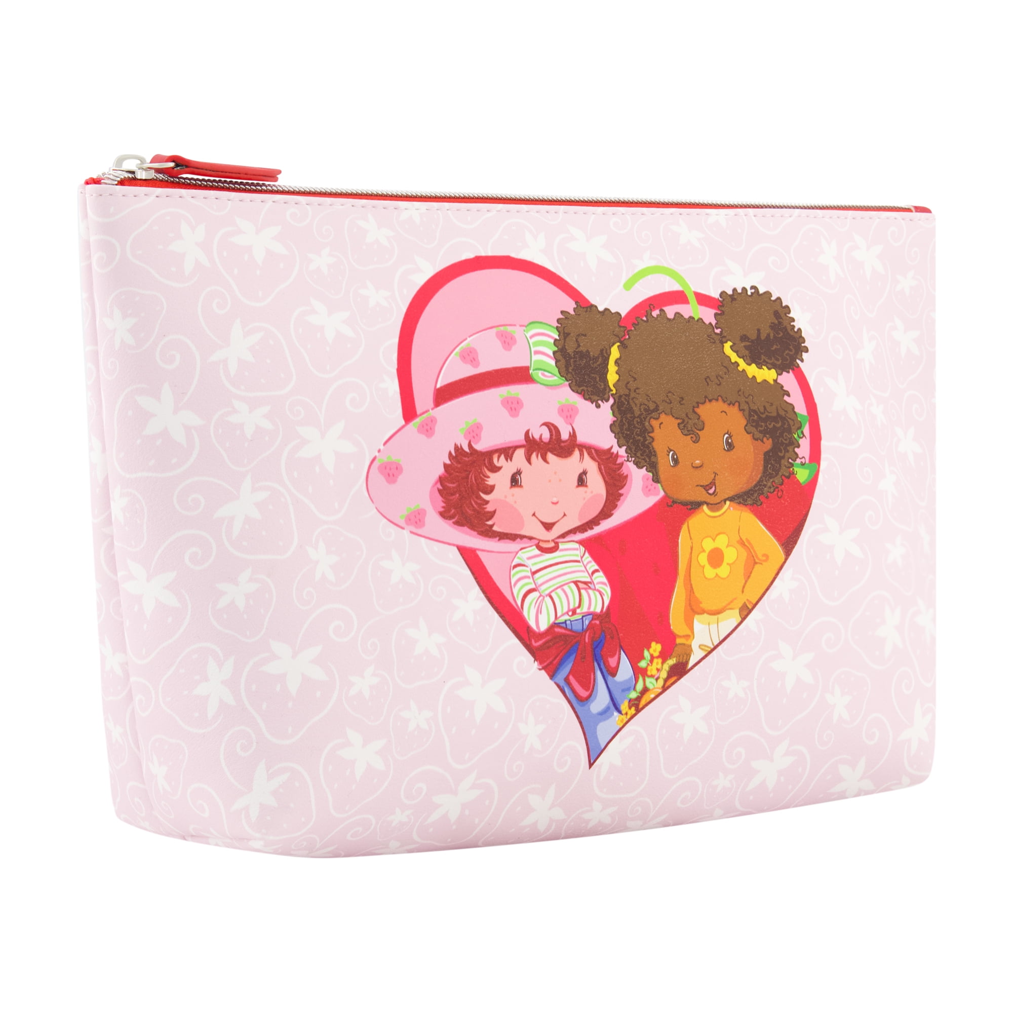 Strawberry Shortcake Women's Makeup Bag, Small Travel Cosmetic Zipper Pouch Organizer, Light Pink