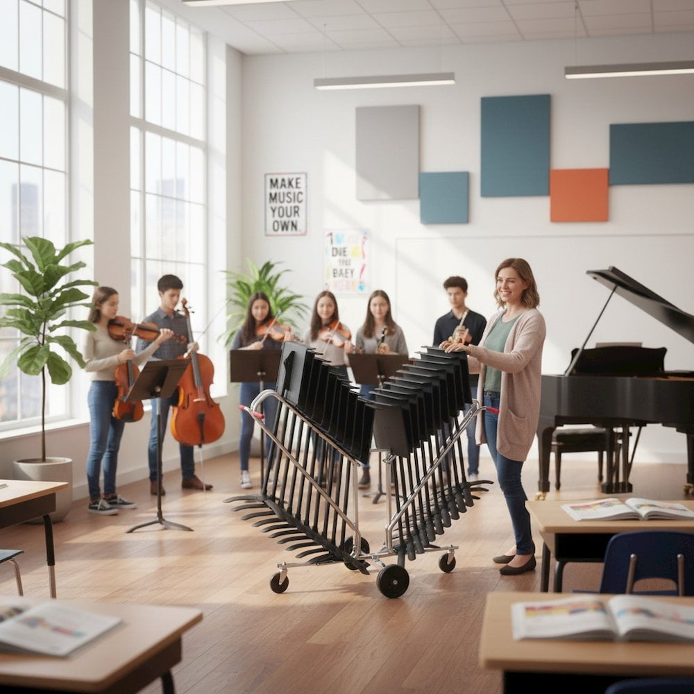 National Public Seating B449355 Music Stand Dolly with 20 Stand