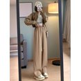 thumbnail image 4 of Women Sweatpants Wide Leg Drawstring Workout Casual Baggy Pants High Waist Khaki S, 4 of 8