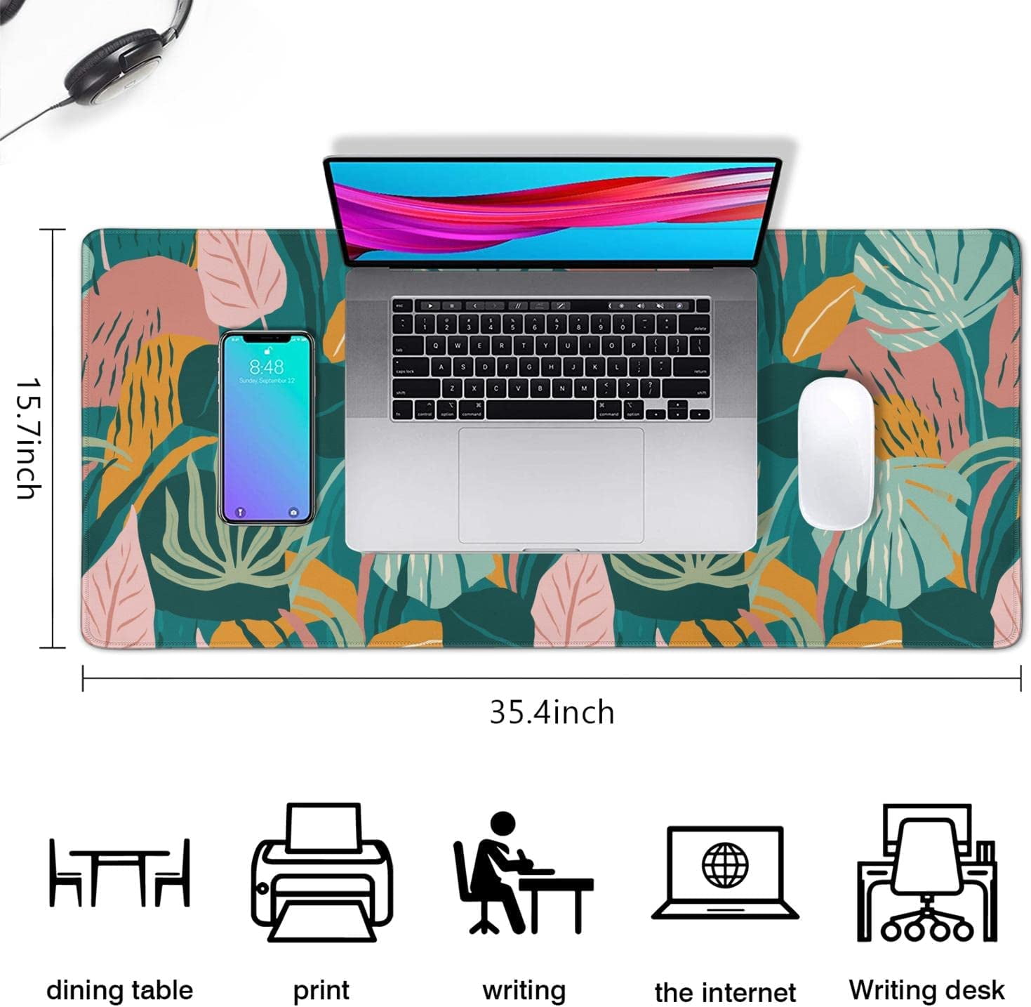 Gaming Mouse Pad, Desk Pad with Non-Slip Base Extended Large Mouse Pad XXL Keyboard Mouse Pad Desk Mat On Top of Desks for Work, Game, Office, Home - Japanese Cherry Blossom (31.5x15.7 in)