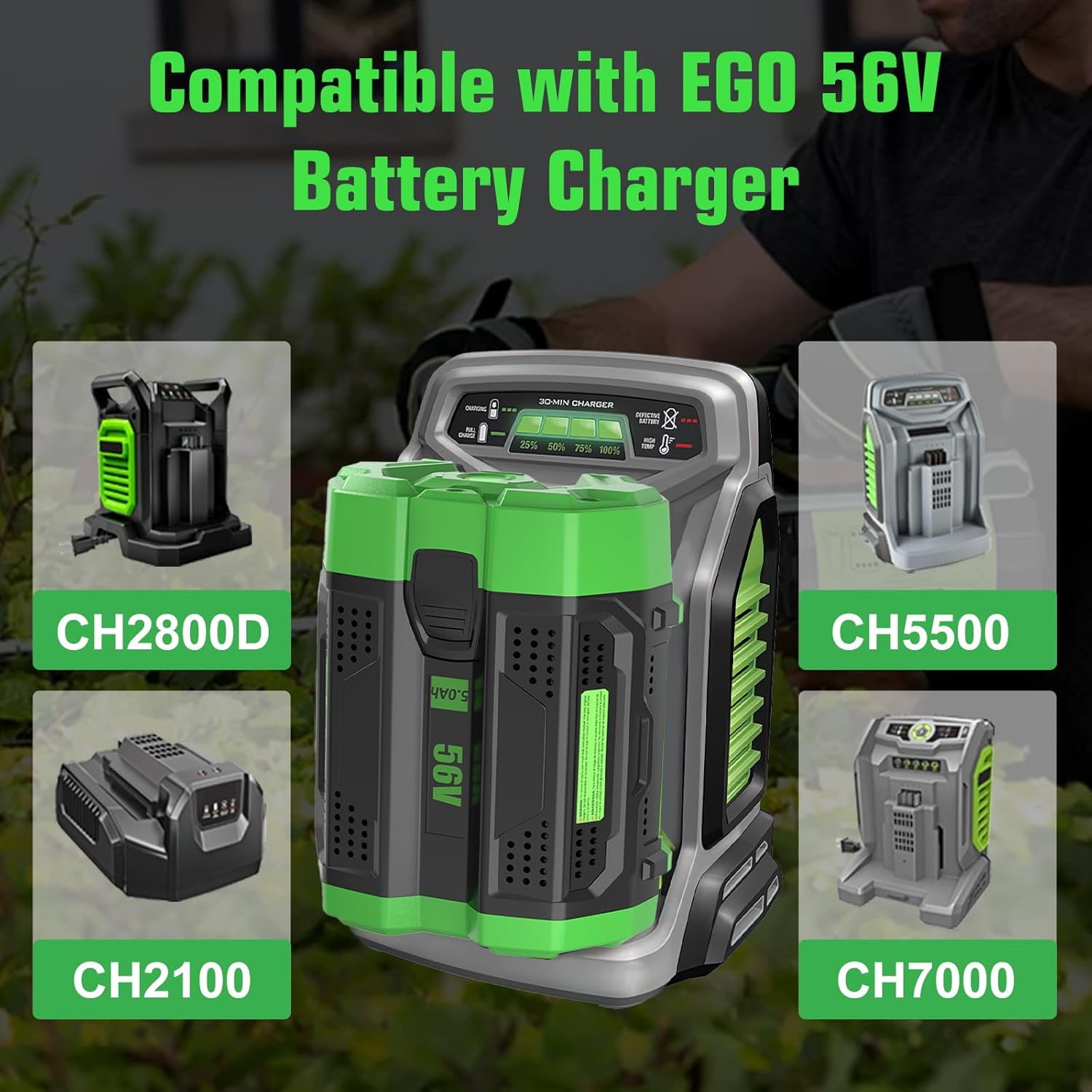 2Pack 56V 5.0Ah Replacement Battery Compatible with EGO 56V Battery Compatible with EGO 56 Volt 5000mAh BA2800 BA4200 CS1604 CS1804 CS1403 HT2400 LB6504 LB5804 LB6500 LB4800 Power Tool (5.0-2Pack)