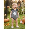 thumbnail image 6 of RUINIXCW Newborn Baby Girl Halloween Outfit Gingham Plaid Bubble Romper Funny Ghost Pumpkin Grimace Embroidery Sleeveless Bow Bodysuit Jumpsuit  Playsuit, 6 of 9