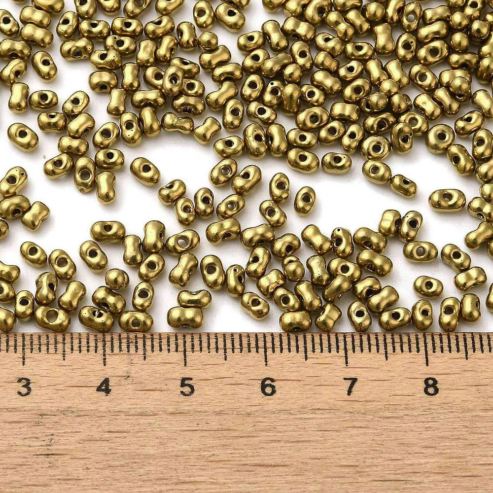 1Pound Opaque Glass Seed Beads Peanut Gold 3.5~4x2~2.5x2~2.3mm Hole: 0.8mm about 8000pcs/pound