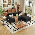 thumbnail image 5 of Youmumeub Sectional Sofa with Chaise Ottoman - 3-Seat L-Shape Couch, Black Linen Fabric, Small Space Living Room Furniture with 700lbs Capacity, 5 of 11