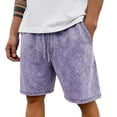 thumbnail image 2 of JoveMarine Men's Casual Summer Shorts, Versatile Solid Color Shorts for Daily Work and Beach, Lightweight Breathable Elastic Waist Shorts Purple 5XL, 2 of 6