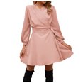 thumbnail image 2 of Gspmoly Robes pour Femmes, Mode Femmes Aguichant Été Décontracté Manches Longues Uni Bandage Robe à Col en V Robes de Soirée pour Femmes Offres des Fêtes, 2 of 5