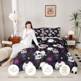 thumbnail image 3 of Manfei Gothic Skull Full Size Comforter Sets 3-Piece, Halloween Graffiti Splash Bedding Comforter Set, Purple Blue Black,Black Reversible,1 Comforter and 2 Pillowcases, 3 of 6