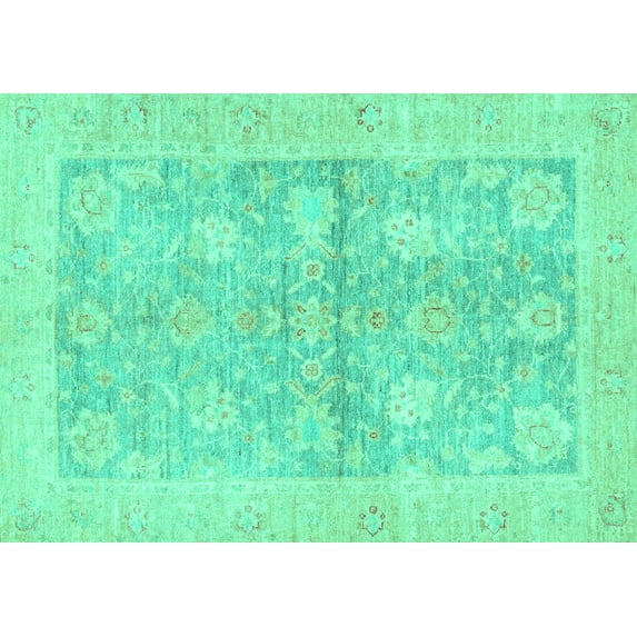 Ahgly Company Indoor Rectangle Oriental Turquoise Blue Traditional Area Rugs, 3' x 5'