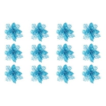 TAILTOSS 1 Set Poinsettia Floral Picks Artificial Christmas Tree Ornament Glitter Powder Pe 16.0 16.0 In