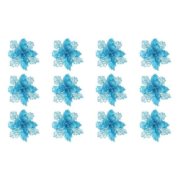 TAILTOSS 1 Set Poinsettia Floral Picks Artificial Christmas Tree Ornament Glitter Powder Pe 16.0 16.0 In