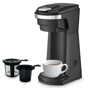 CULINARY CHEF 2-in-1 Single Serve K Cup Coffee Maker with Reusable Stainless Steel Mesh Grounds Pod, Optimal Brew Temperature for Hot, French, Italian, or DIY Iced Blends, Black