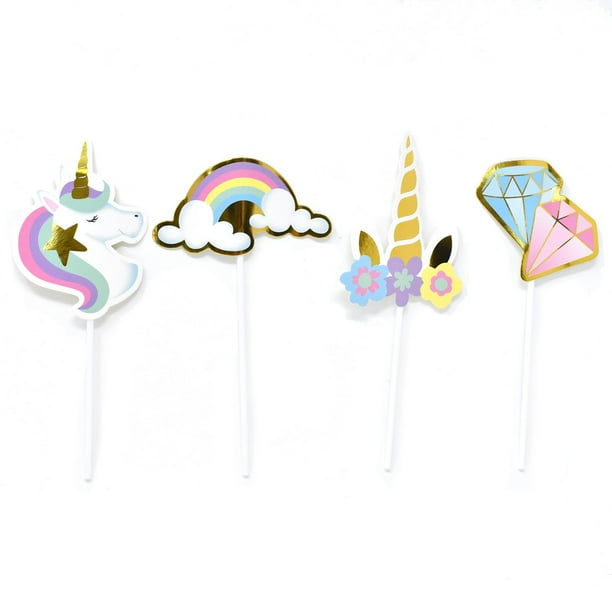 Rainbow Unicorn Theme Cupcake Toppers, 81/4Inch, 12Count Walmart
