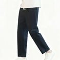 thumbnail image 1 of Ceisia Men Solid Color Breathable Elastic Waist Drawstring Pants All Occasion Gift Casual Trousers, 1 of 3