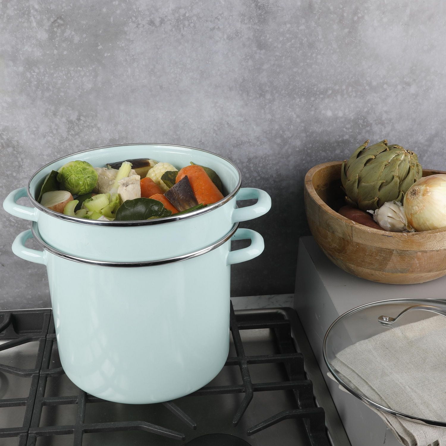 "Martha Stewart 8-Quart Stock Pot with Steamer, Martha Blue<br>"