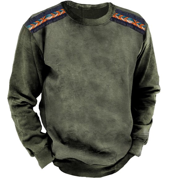 Curuila Mens Sweatshirt Long Sleeve Graphic Print Crew Neck Pullover Sweatshirts Autumn Winter Comfortable Pullover Tops Size L