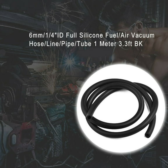 Tekuisi 6mm 1/4" ID Full Silicone Fuel/Air Vacuum Hose/Line/Pipe/Tube 1 Meter Black Silicone Tube Flexible Rubber Hose