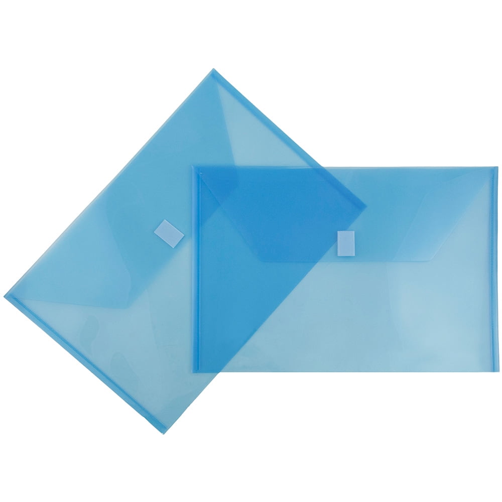 JAM Paper Plastic Envelopes with Hook & Loop Closure, Legal Booklet, 9 3/4 x 14 1/2, Blue, 3/Pack