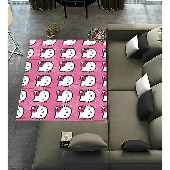DEYOU Pink Hello Kitty Area Rugs 6 x 8ft Floor Carpet Mat for Living Dinning Room Bedroom Kitchen Hallway Office Decor